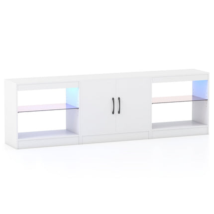 3 viename televizoriaus stovas su LED apšvietimu, reguliuojamomis lentynomis, maks. 85 colių