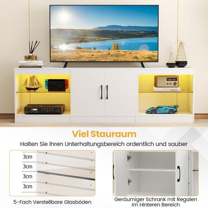 3 viename televizoriaus stovas su LED apšvietimu, reguliuojamomis lentynomis, maks. 85 colių