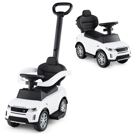 3 viename mažylių važiuojamasis automobilis su nuimama rankena