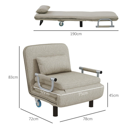 3 viename miegamoji sofa-lova su lovos funkcija, sulankstoma kėdė su 3 lygių reguliuojamu atlošu, ratukais, plieniniu rėmu, keliamoji galia 120 kg, svetainei, pilka