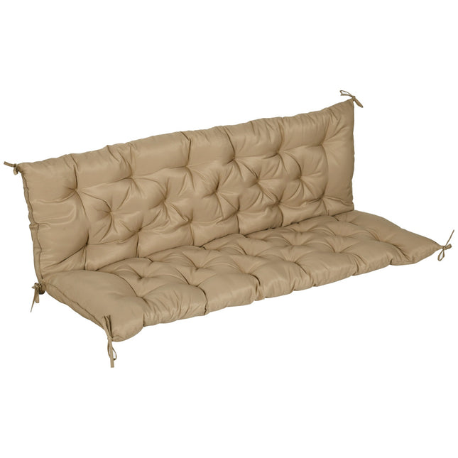 Trivietės suoliuko pagalvėlė 150x98x8 cm, suoliuko pagalvėlė su dirželiais, sėdynės pagalvėlė, lauko/vidaus kėdės pagalvėlė, sėdynės pagalvėlė, sėdynės pagalvėlė, suoliuko pagalvėlė sodo baldams, verandos sūpynės, chaki spalvos