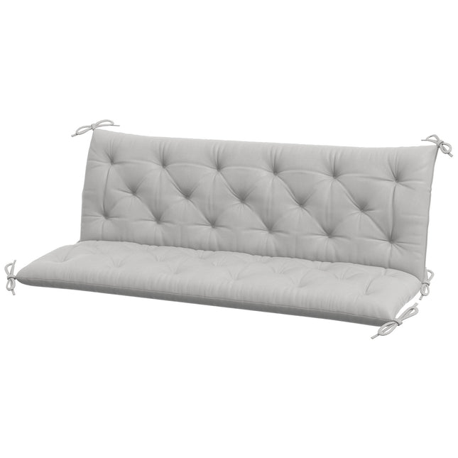 Trivietės suoliuko pagalvėlė 150x98x8 cm, suoliuko pagalvėlė su dirželiais, sėdynės pagalvėlė, lauko/vidaus kėdės pagalvėlė, sėdynės pagalvėlė, sėdynės pagalvėlė, suoliuko pagalvėlė sodo baldams, verandos sūpynės, šviesiai pilka