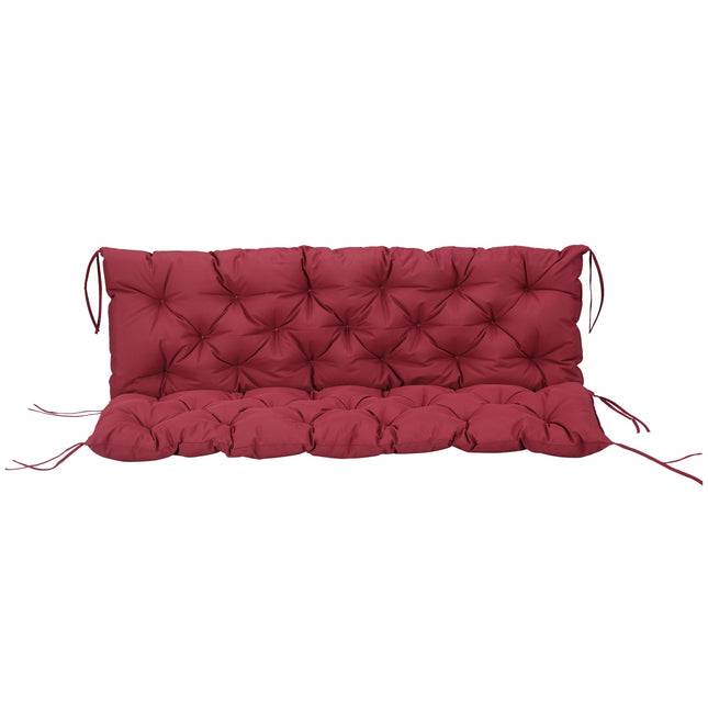 Trivietės suoliuko pagalvėlė 150 x 98 x 8 cm, suoliuko pagalvėlė su raišteliais, sėdynės pagalvėlė, lauko/vidaus kėdės pagalvėlė, sėdynės pagalvėlė, sodo baldų sėdynės pagalvėlė, palangės suolas, verandos sūpynės, raudona