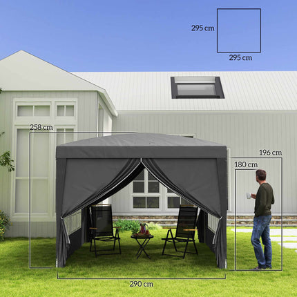 3 x 3 m paviljonas su 4 šoninėmis sienomis, apsauga nuo UV spindulių, pilkas