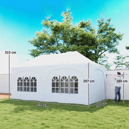 3x6 m išskleidžiamas paviljonas su šonais, reguliuojamu stogu, krepšiu