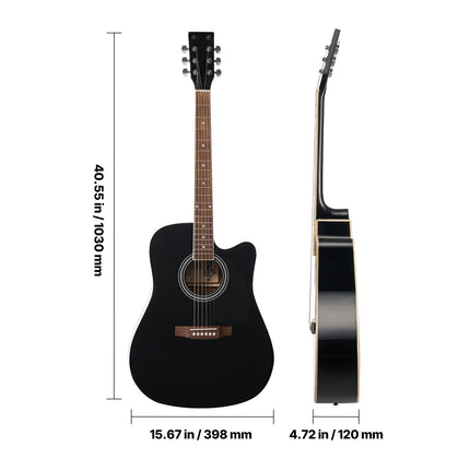 41-Inch Cutaway Acoustic Guitar Beginner Set, Gig Bag, Black