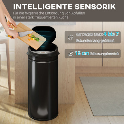 42 litrų nerūdijančio plieno šiukšliadėžė su jutikliu, bekontaktė ir švelnaus uždarymo sistema