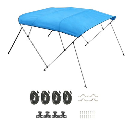 4-Bow Boat Bimini Top, 600D Polyester, Aluminum Frame, 67-72in W