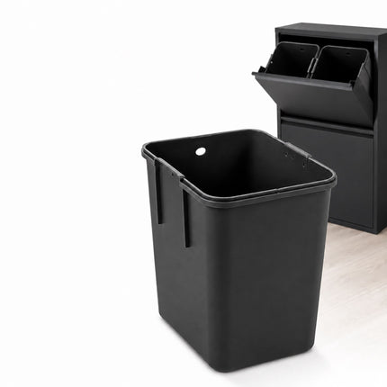 4 skyrių šiukšliadėžė, 4 x 18 l, juodo plieno