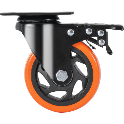 4 Inch Swivel Plate Casters Set of 4, Locking PVC