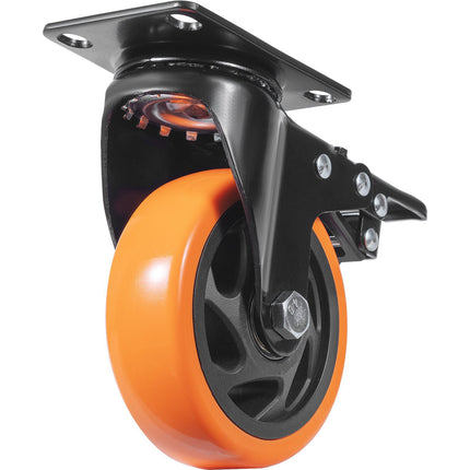 4 Inch Swivel Plate Casters Set of 4, Locking PVC