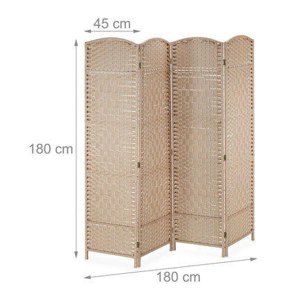 4 panelių sulankstoma širma natūralios spalvos