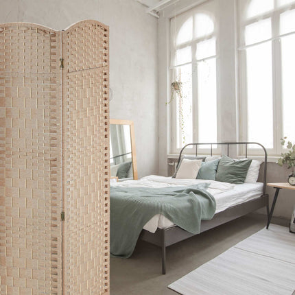 4 panelių sulankstoma širma natūralios spalvos