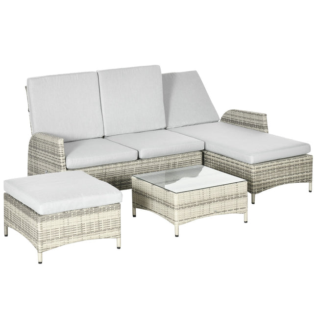 4-piece rattan garden furniture, weatherproof, removable covers