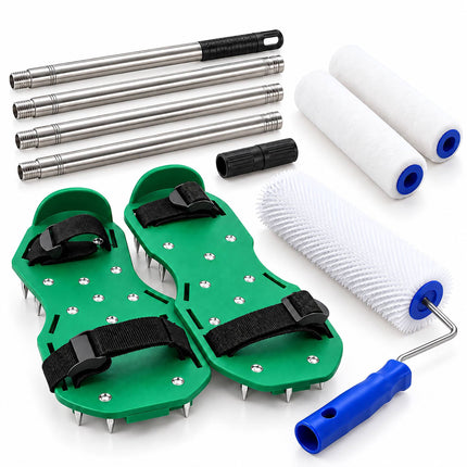 4-Piece Epoxy Floor Coating Set with Spiked Roller, Paint Roller, Spiked Shoes
