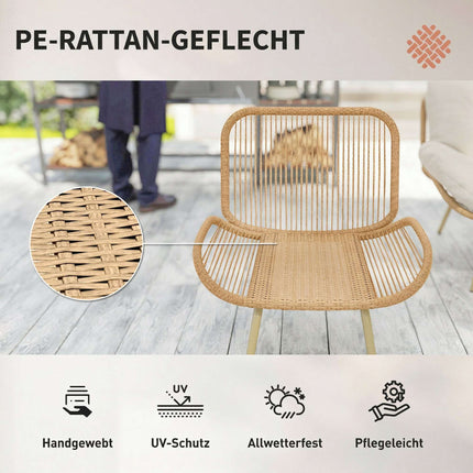 4 dalių rotango sodo baldų komplektas su pagalvėlėmis