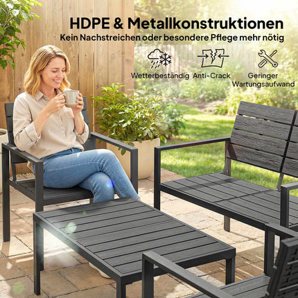 4 dalių atsparus oro sąlygoms HDPE terasos baldų komplektas