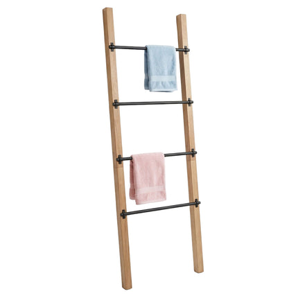 4 pakopų rankšluosčių kopėtėlės, pušies ir plieno, natūralios/juodos spalvos