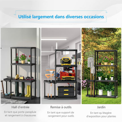 4-Tier Garage Storage Shelf with Tool Organizer – 176 lb