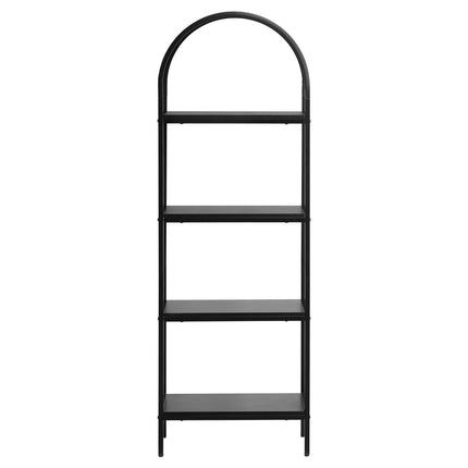 4-Tier Metal Bookshelf, Arched Industrial Design, 30 lb per Shelf