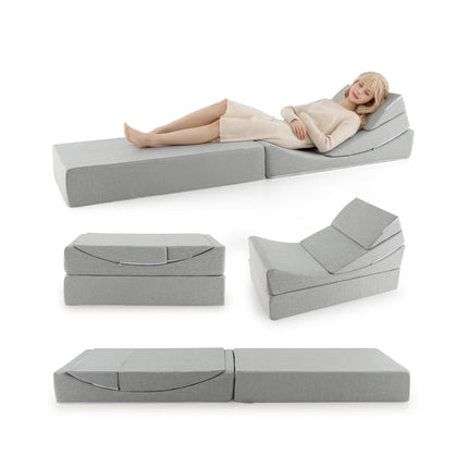4 viename transformuojama sulankstoma sofa-lova, lininė, pilka