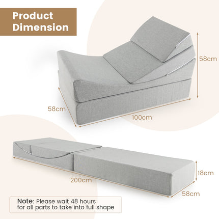 4 viename transformuojama sulankstoma sofa-lova, lininė, pilka