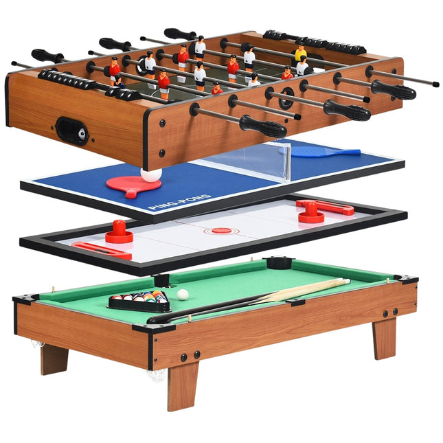 4 viename žaidimų stalas: stalo futbolas, biliardas, stalo tenisas, ledo ritulys