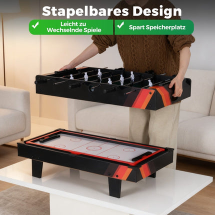 4 viename žaidimų stalas: stalo futbolas, biliardas, tenisas, ledo ritulys