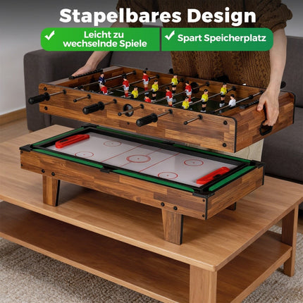 4 viename žaidimų stalas: stalo futbolas, biliardas, oro ritulys, stalo tenisas