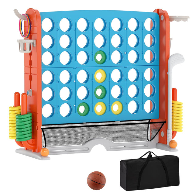 4 viename Jumbo žaidimų rinkinys: Connect 4, krepšinis, žiedų mėtymas, golfas