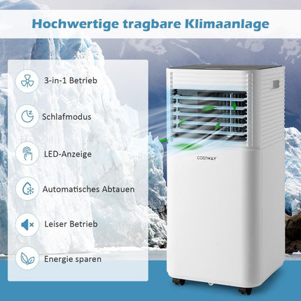4 viename mobilus oro kondicionierius, 9000 BTU, vėsinantis, vėdinantis ir sausinantis oro kondicionierius su juodu dangčiu, 16 -32