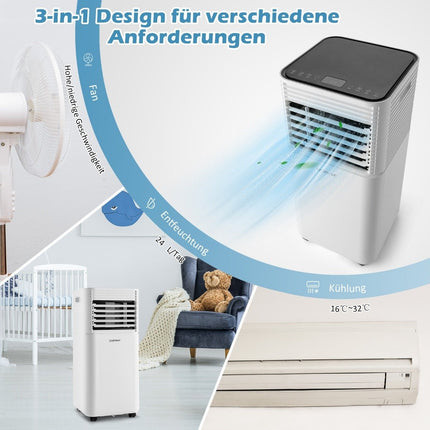 4 viename mobilus oro kondicionierius, 9000 BTU, vėsinantis, vėdinantis ir sausinantis oro kondicionierius su juodu dangčiu, 16 -32
