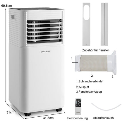 4 viename mobilus oro kondicionierius, 9000 BTU, vėsinantis, vėdinantis ir sausinantis oro kondicionierius su juodu dangčiu, 16 -32