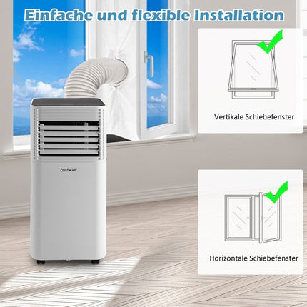 4 viename mobilus oro kondicionierius, 9000 BTU, vėsinantis, vėdinantis ir sausinantis oro kondicionierius su juodu dangčiu, 16 -32