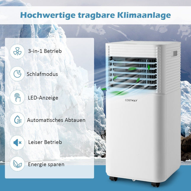 4 viename mobilus oro kondicionierius, 9000 BTU, vėsinantis, vėdinantis ir sausinantis oro kondicionierius su baltu dangčiu, 16 -32