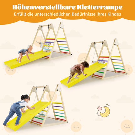 4 viename Montessori laipiojimo rinkinys su sūpynėmis ir rampa