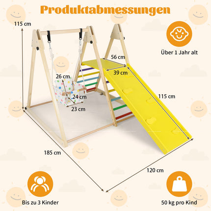 4 viename Montessori laipiojimo rinkinys su sūpynėmis ir rampa