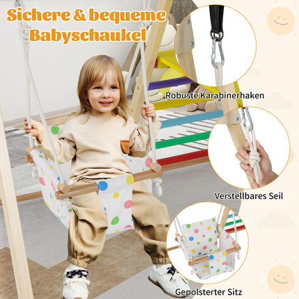 4 viename Montessori laipiojimo rinkinys su sūpynėmis ir rampa