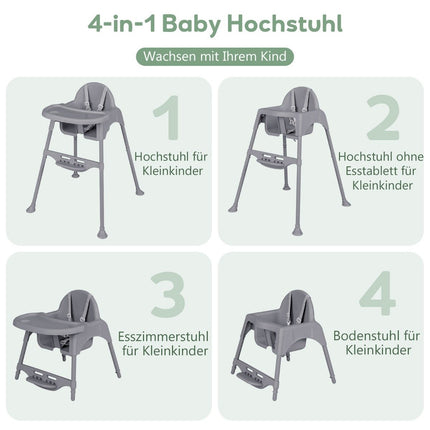 4 in 1 high chair baby high chair with removable tray baby high chair gray