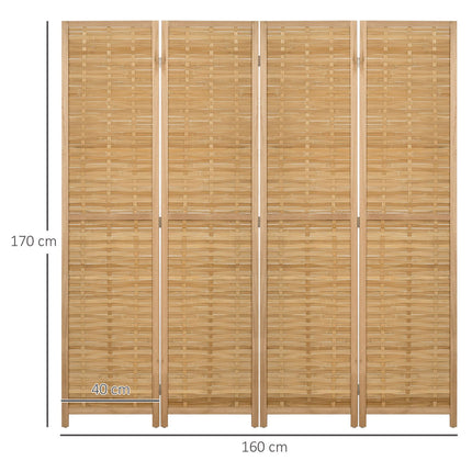 Foldable Bamboo Privacy Screen - Natural Room Divider 160x170 cm