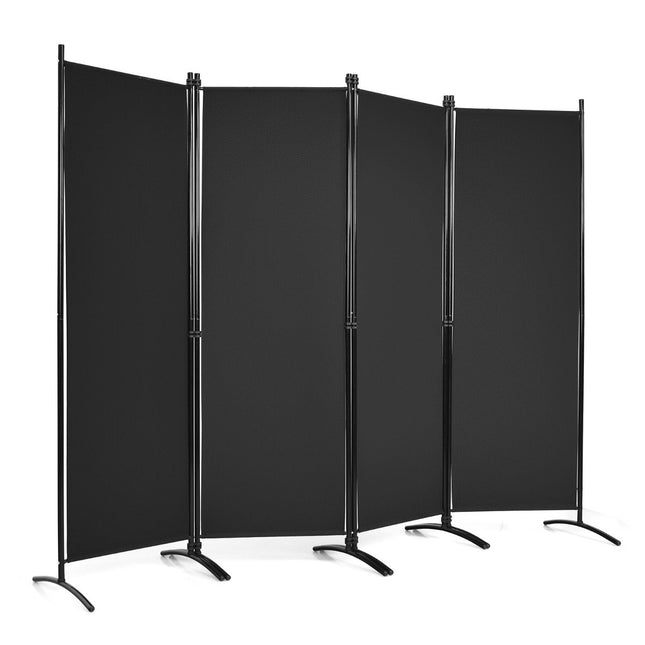 4 dalių sulankstoma pertvara namams, biurui, 220 x 51 x 173 cm, juoda