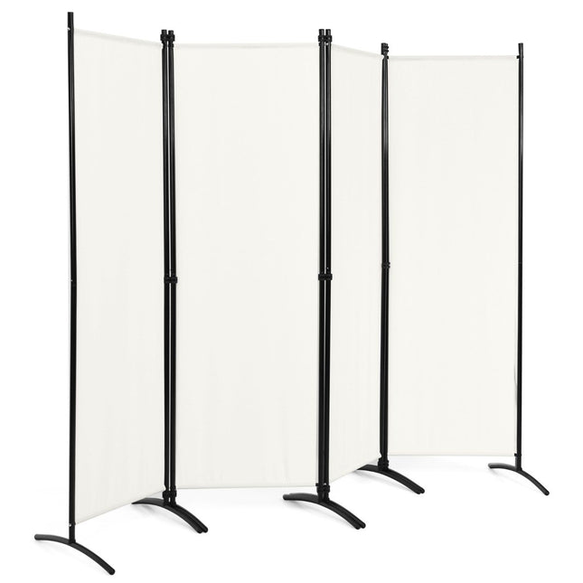 4 dalių sulankstoma pertvara namų biurui, 220 x 51 x 173 cm, balta