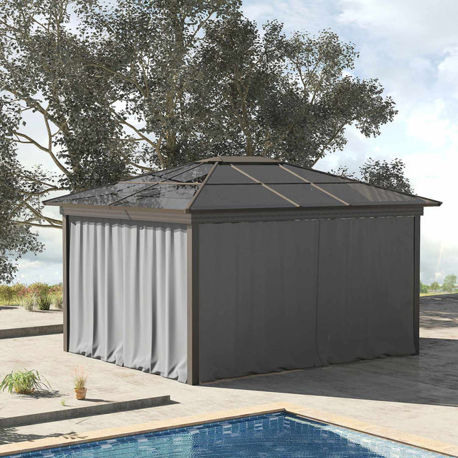 4 šoninės plokštės 3x3 m paviljono šoninėms sienoms su kabliukais, šviesiai pilkos spalvos poliesteris, idealiai tinka sodo paviljonui ir vakarėlių palapinei 302 x 205 cm