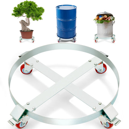 55 Gallon Drum Dolly, 1000 lb Capacity, 4 Swivel Casters