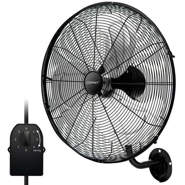 Ø56 cm sieninis ventiliatorius, svyruojantis ventiliatorius sandėliui, šiltnamiui, dirbtuvėms, terasai ir rūsiui, juodas