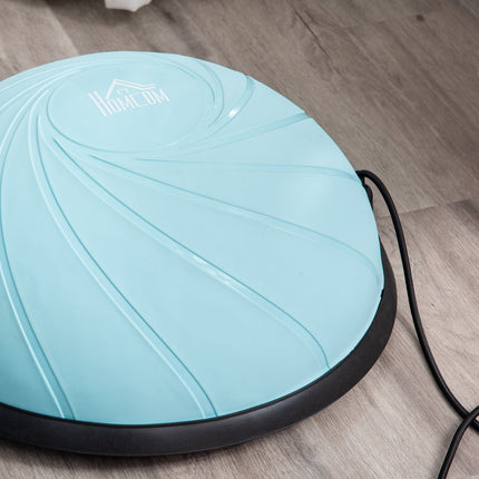 Ø 58 cm jogos kamuolys, pusė kamuoliuko, pusiausvyros treniruoklis, pusiau mankštos kamuolys su virve, jogos namams, pusiausvyrai, stabilumui, šviesiai mėlyna