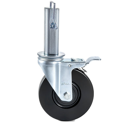 5 Inch Rubber Swivel Caster Wheels, Dual Lock, 4 Pack, 440 lb
