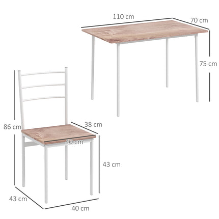 5-piece space-saving dining room set with steel table and chairs