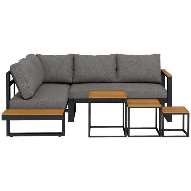 5-piece gray garden lounge set with corner sofa and table
