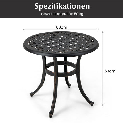 60 cm apvalus lieto aliuminio terasos stalas su reguliuojamomis kojelėmis